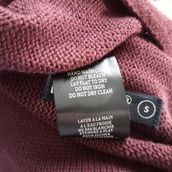 BLANKNYC Burgundy Wrap Cardigan w/ Faux Leather Sleeves & Pockets sz S /B7 - Picture 10 of 11